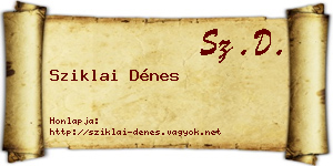 Sziklai Dénes névjegykártya